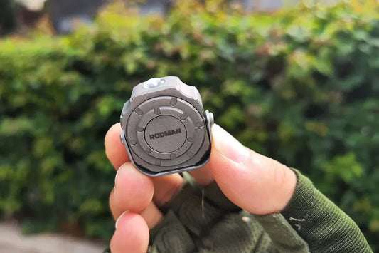 This rugged Titanium coin-sized flashlight boasts 300 lumens and can last a whole day
